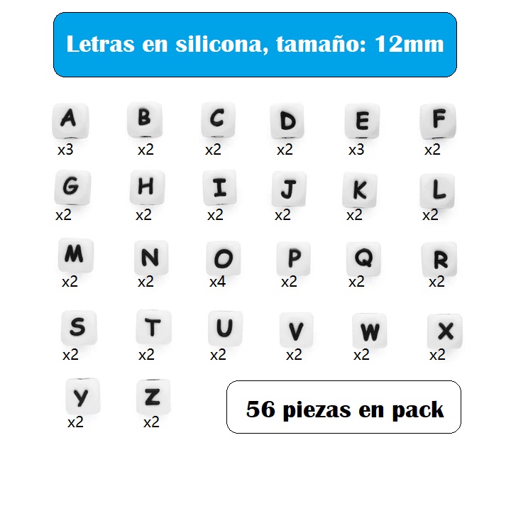 Letras de silicona, cuentas letras para chupetero personalizado