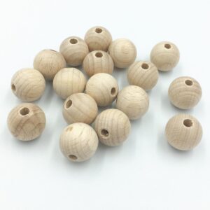 Abalorios de madera inacabados, redondo bola pino madera cuenta